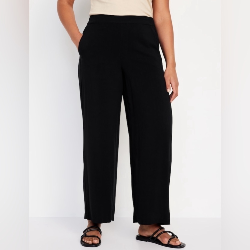 NWT! Old Navy Black High-Waisted Playa Soft-Spun Wide-Leg Pants 🛝 - Picture 5 of 10